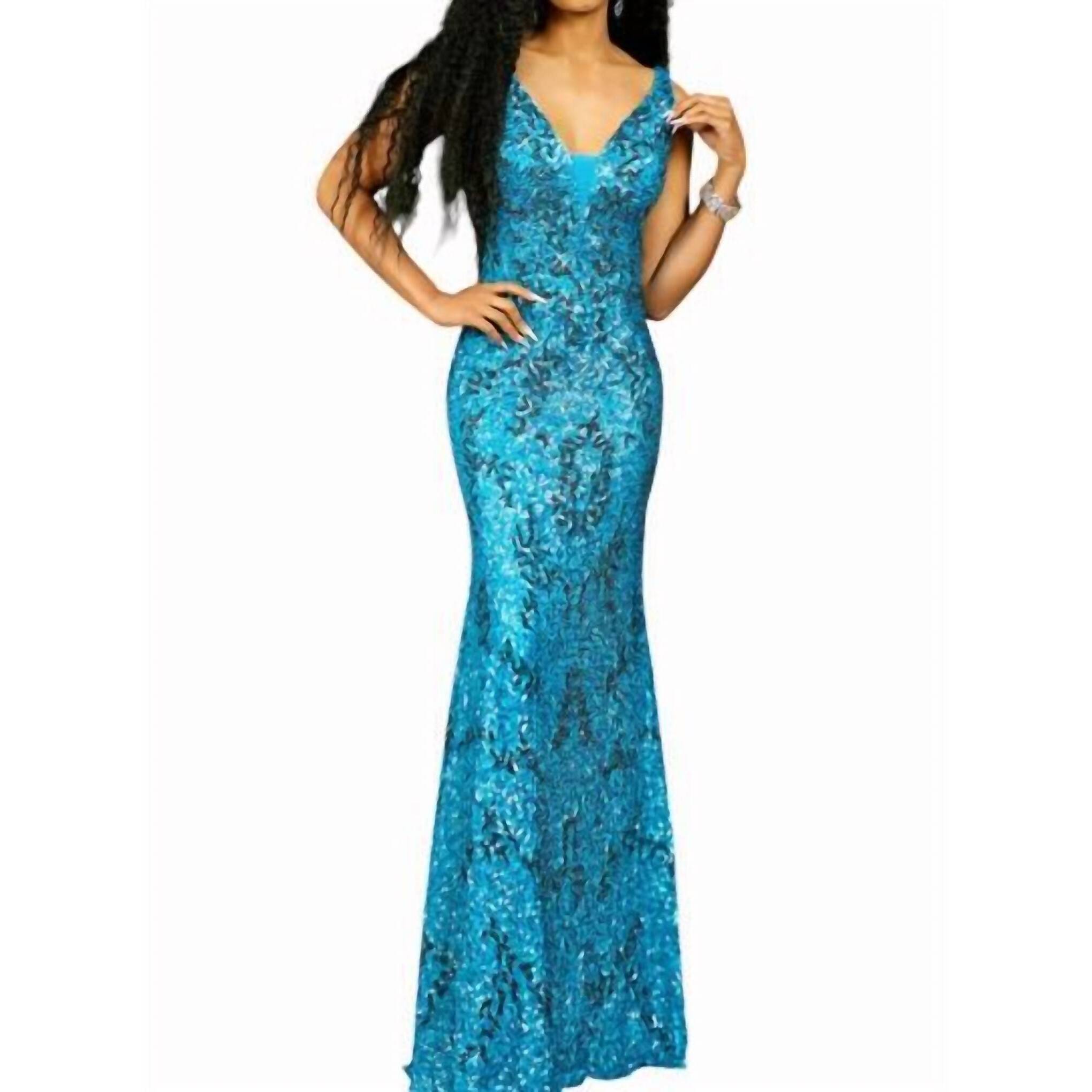 New Karishma Creations Sequined Tulle Dress In Victorian Teal